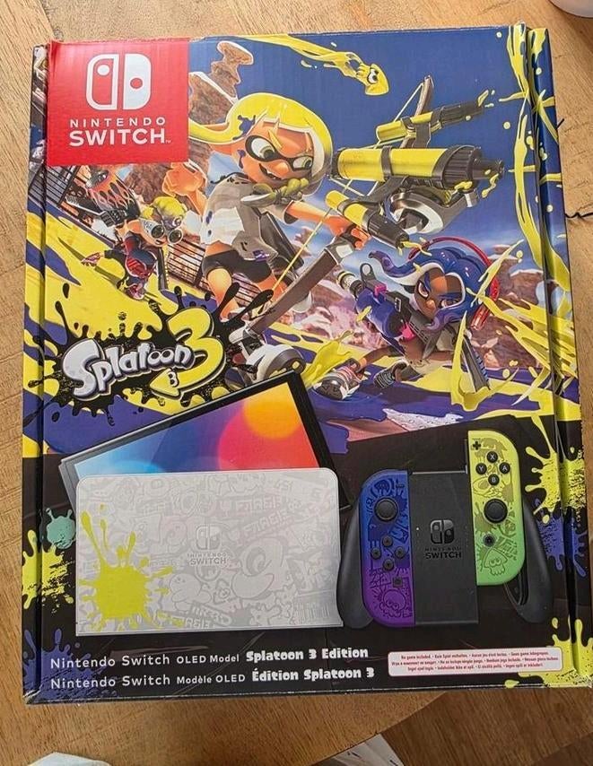 Nintendo Switch OLED Splatoon 3 Editie - Krasvrij & Compleet, Ophalen, Zo goed als nieuw, Met 2 controllers, Switch OLED