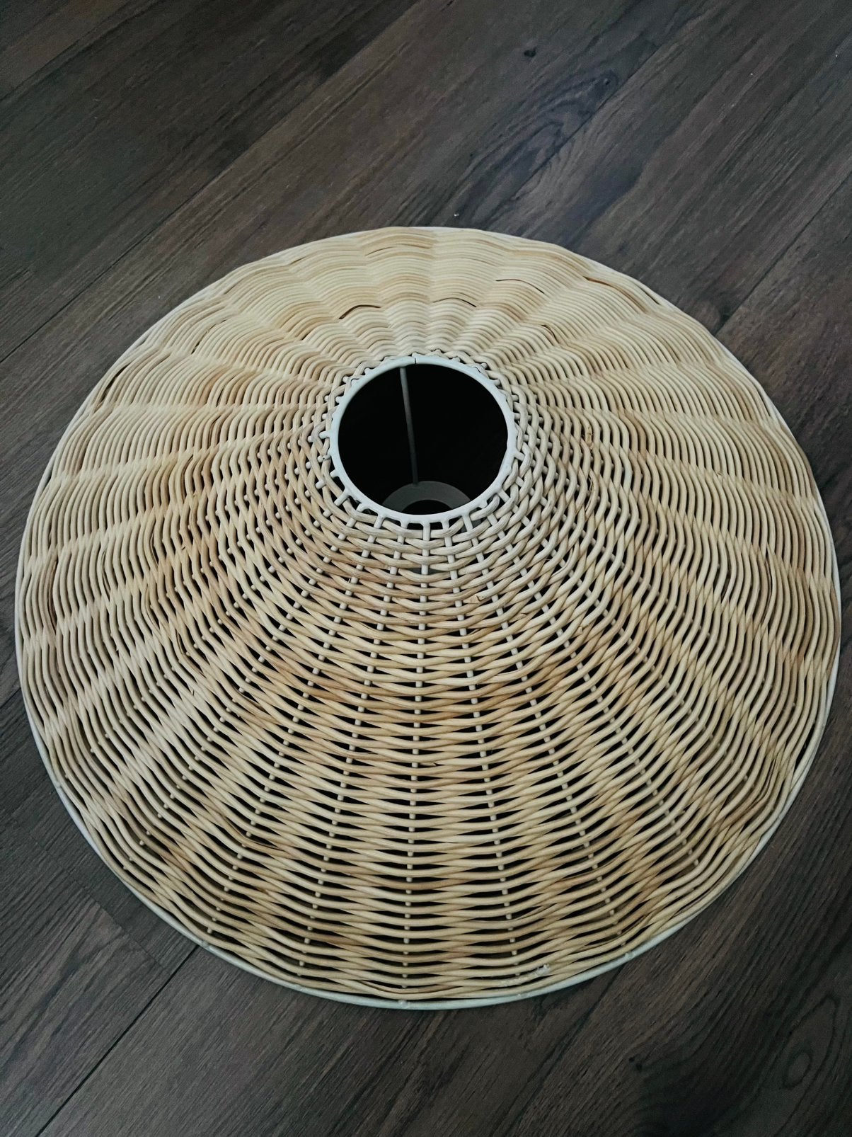 Vintage rieten lampenkap, Ophalen of Verzenden, Zo goed als nieuw, Rond