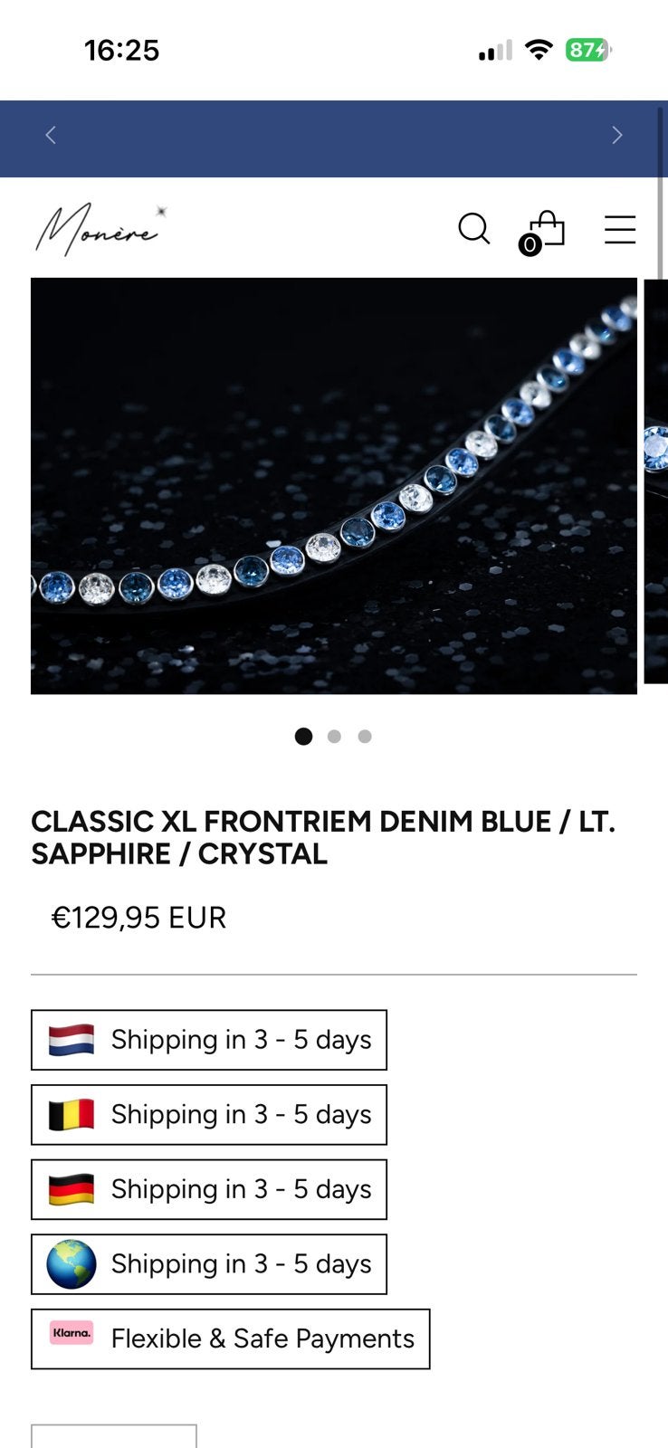 Monere Frontriem mt Full, Dieren en Toebehoren, Ophalen of Verzenden, Zo goed als nieuw, Frontriem, Full