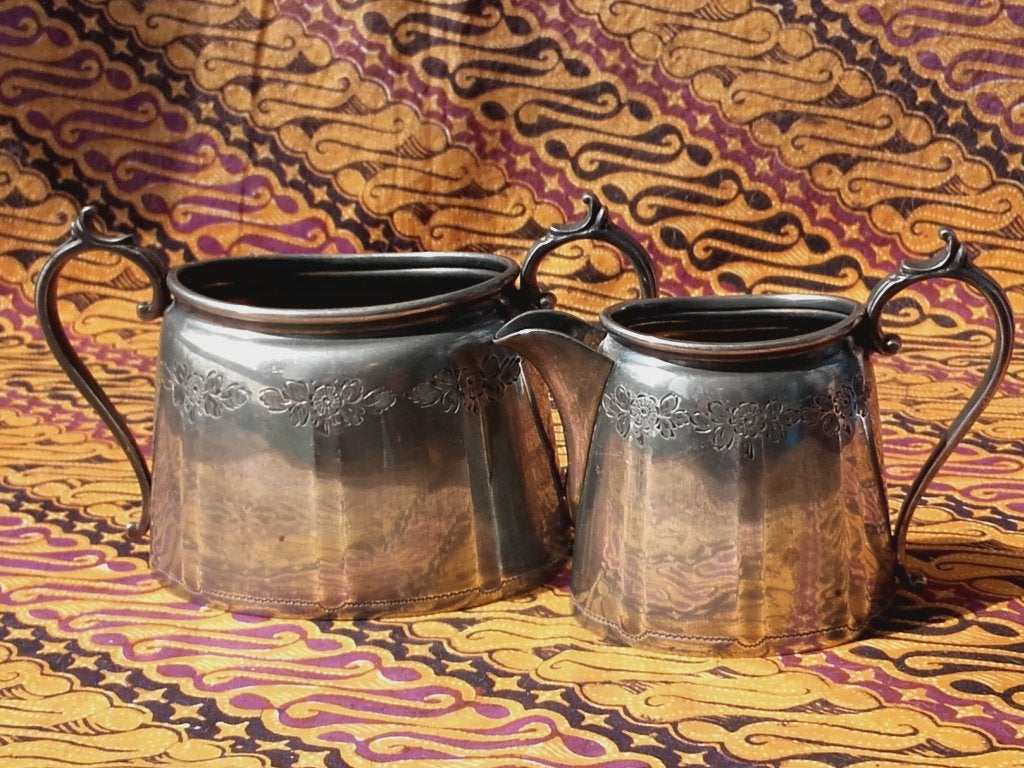 Mooi antiek silverplate suiker en roomstel uit Engeland 1900, Antiek en Kunst, Ophalen of Verzenden