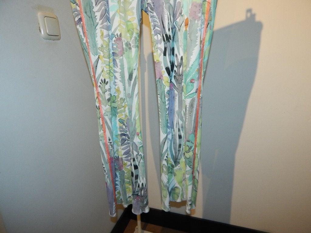 Marccain bonte print stretch broek cactus print pastel N4/40, Maat 38/40 (M), Zo goed als nieuw, Lang, Marccain