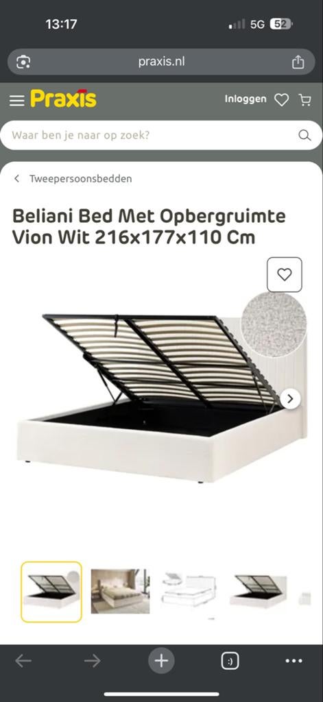 Nieuw Beliani bed met opbergruimte - beschadigd, Huis en Inrichting, Ophalen, Wit, 200 cm, Stof