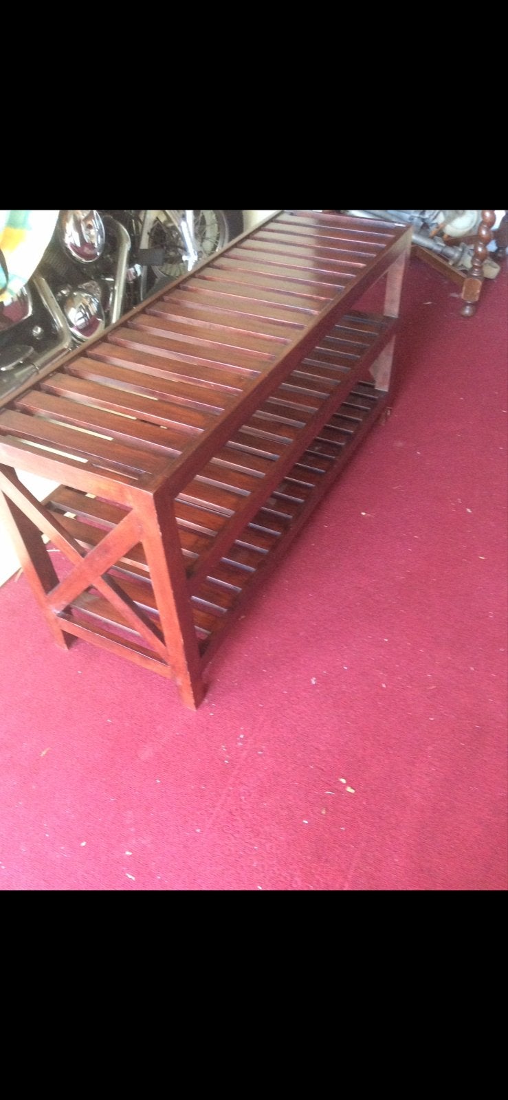 Houten sidetable met glasplaat, Huis en Inrichting, Ophalen, 50 – 75, Gebruikt, 100 tot 150 cm