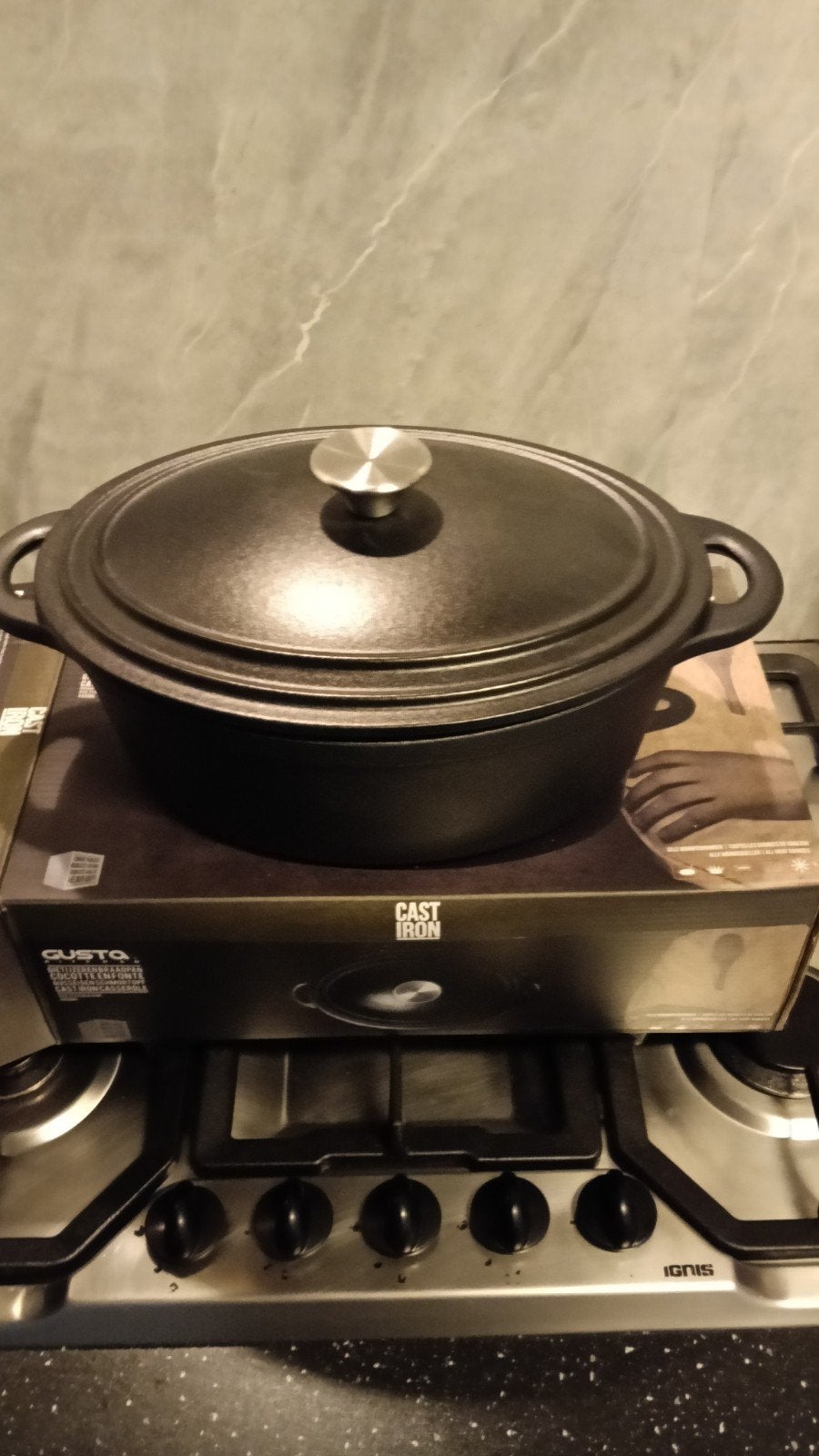 Gusta Gietijzeren Braadpan - Nieuw in Doos, Ophalen, Met deksel, Nieuw, Overige merken
