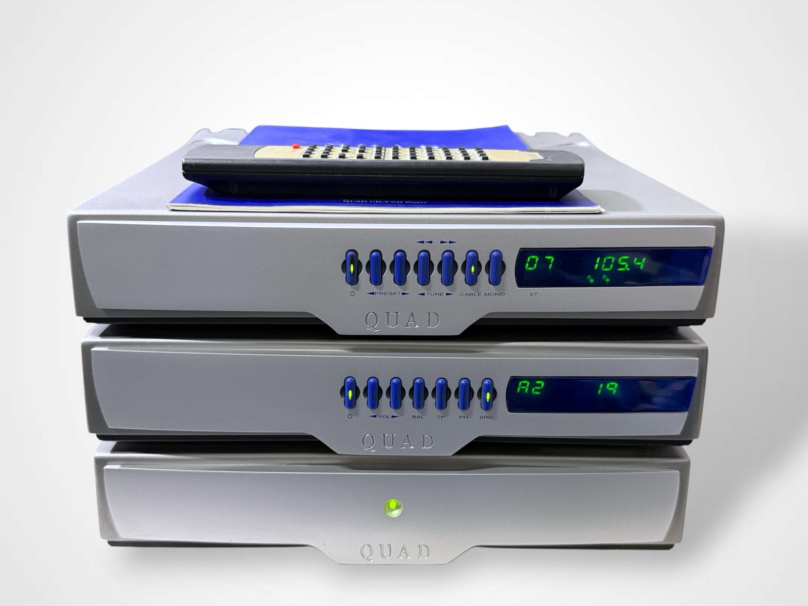 Quad 99 stereo setje met afstandsbediening en manuals