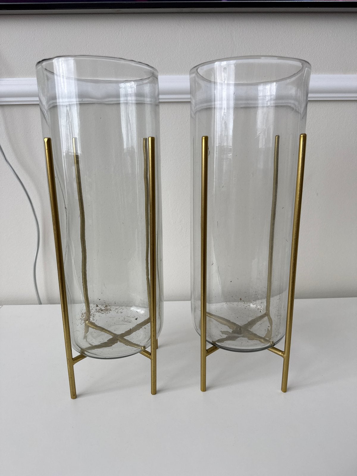 Sissy-Boy vazen met gouden standaard - 2 stuks, Huis en Inrichting, Woonaccessoires | Vazen, Ophalen, Overige kleuren, 50 tot 75 cm