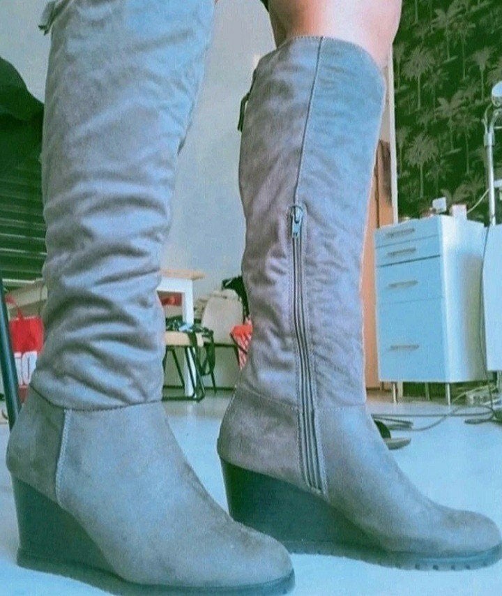 Laarzen sleehak schoenen, Ophalen, Hoge laarzen, Zo goed als nieuw, Grijs