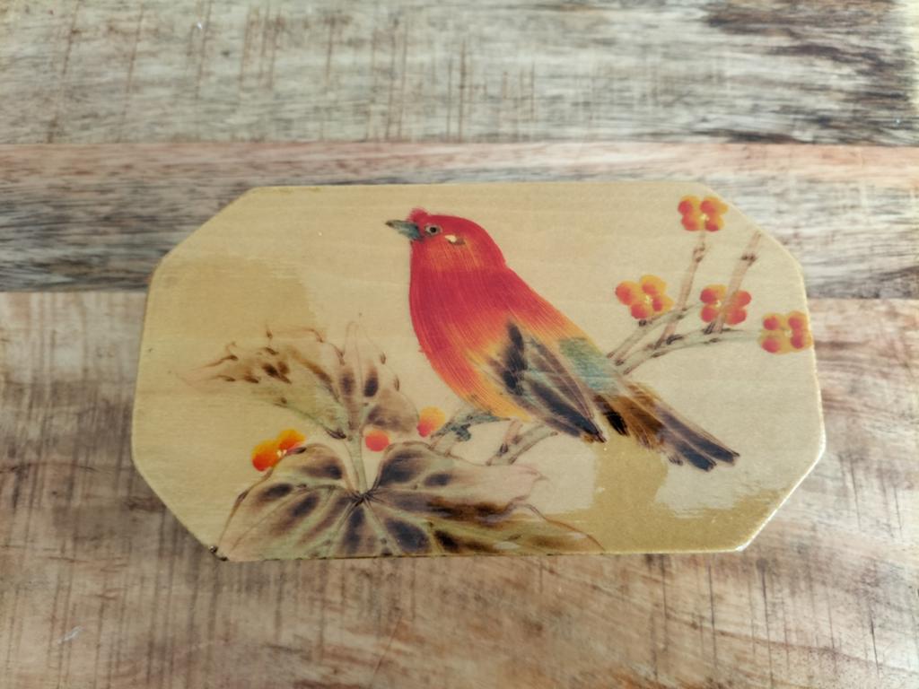 Houten sieradendoosje met vogelprint, Ophalen of Verzenden