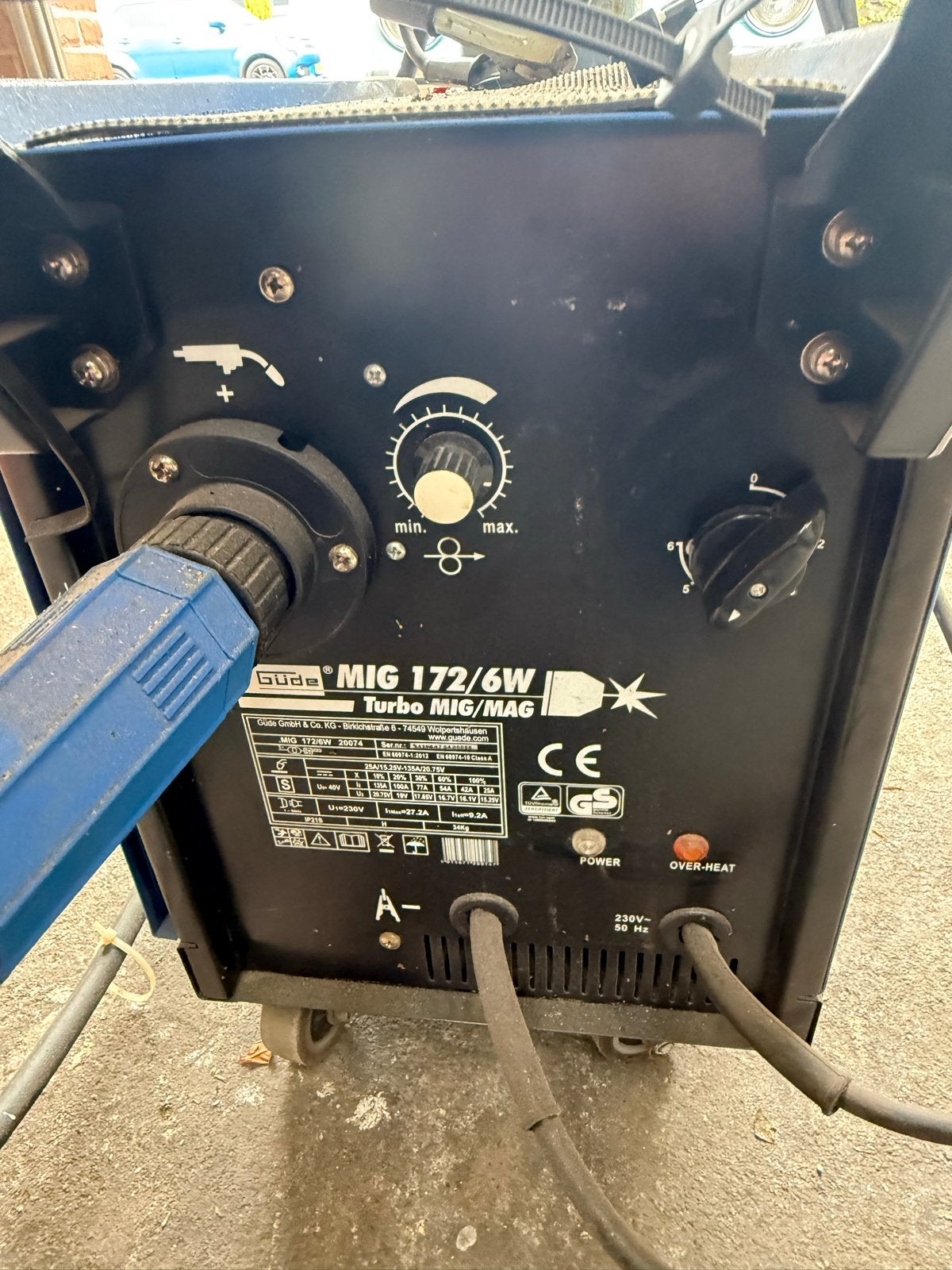 Güde MIG 172/6W Turbo MIG/MAG Lasapparaat met Gasfles, Ophalen, Gebruikt, 150 tot 250 ampère, Co2