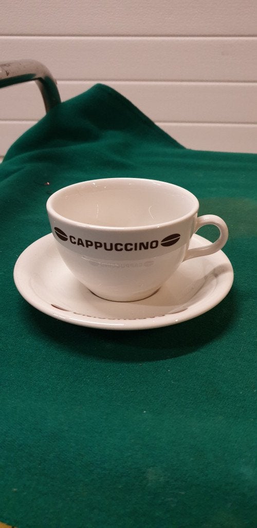 -	kop en schotel cappucino, Ophalen of Verzenden, 'T Olde Gre-j, Info@toldegrej.nl, Endepoelstraat 20f Didam
