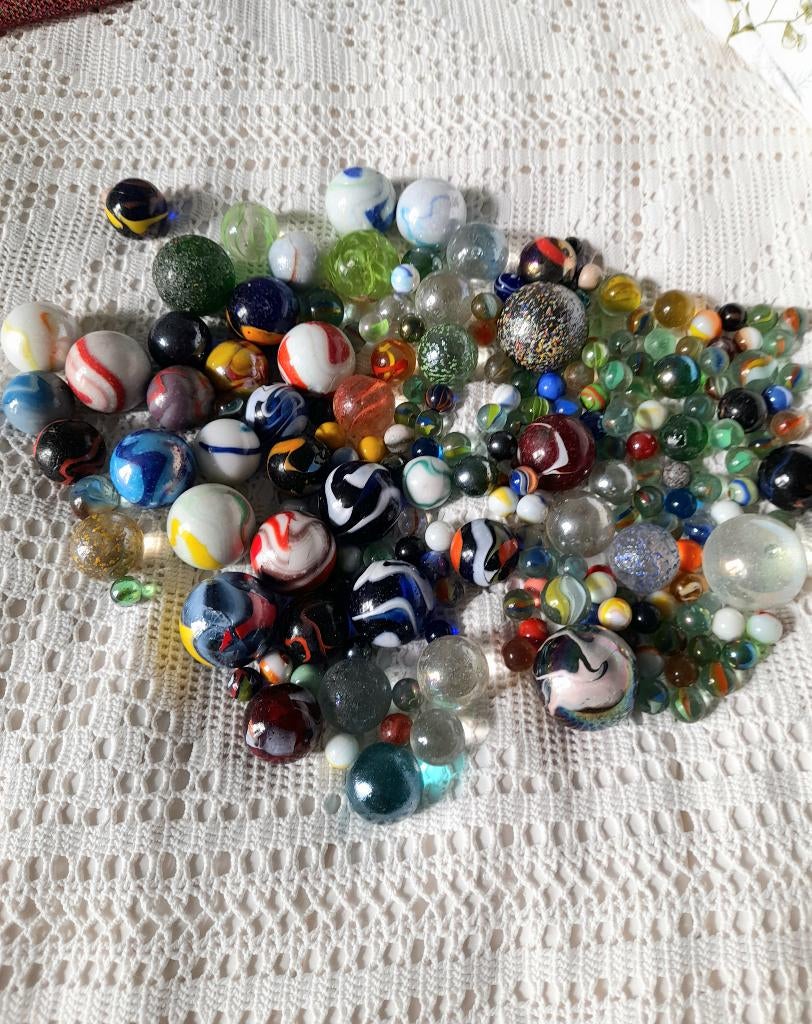 Verzameling grote oude vintage glazen knikkers glas marbles, Verzamelen, Ophalen of Verzenden, Gebruikt