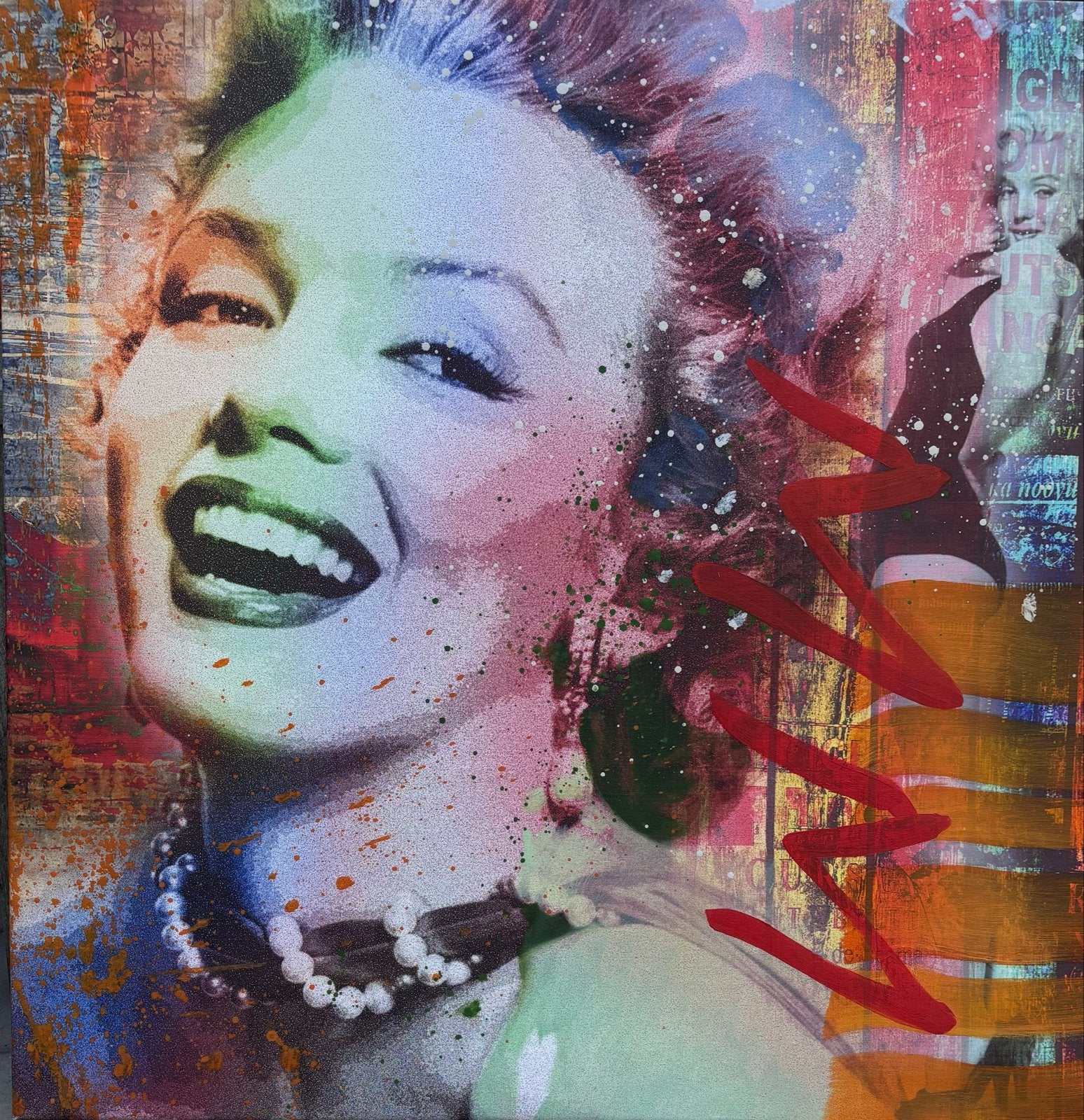 Pop Art Marilyn Monroe Schilderij - Kleurrijk en Expressief, Antiek en Kunst, Ophalen, Met textuur, Gemengde techniek, Portret