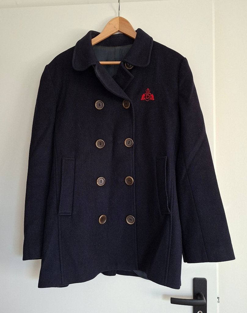 Vintage D.Son Bonalieux Peacoat - Donkerblauwe Wollen Jas, Ophalen of Verzenden, Overige figuren, Gebruikt, Kleding of Textiel