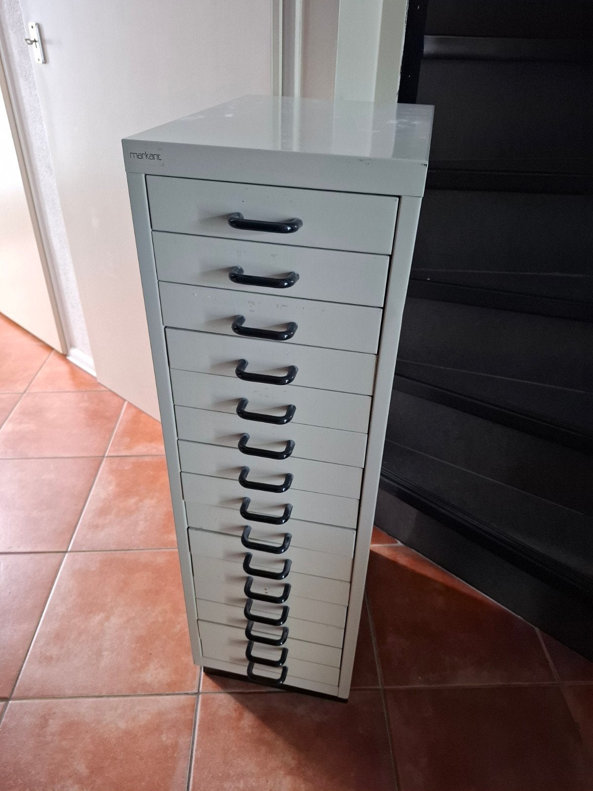 Metalen ladekast 15 lades ladeblok industrieel grijs zwart, Ophalen, Minder dan 50 cm, 5 laden of meer, Zo goed als nieuw