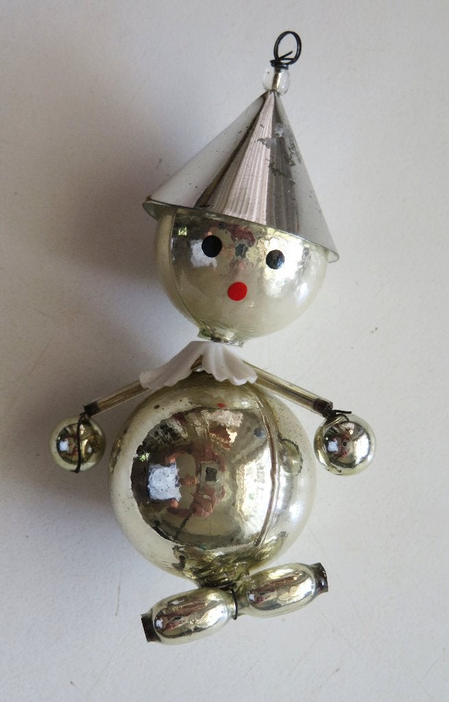 Oude Kerstbal: Poppetje met puntmuts ( gablonzer ), Ophalen of Verzenden
