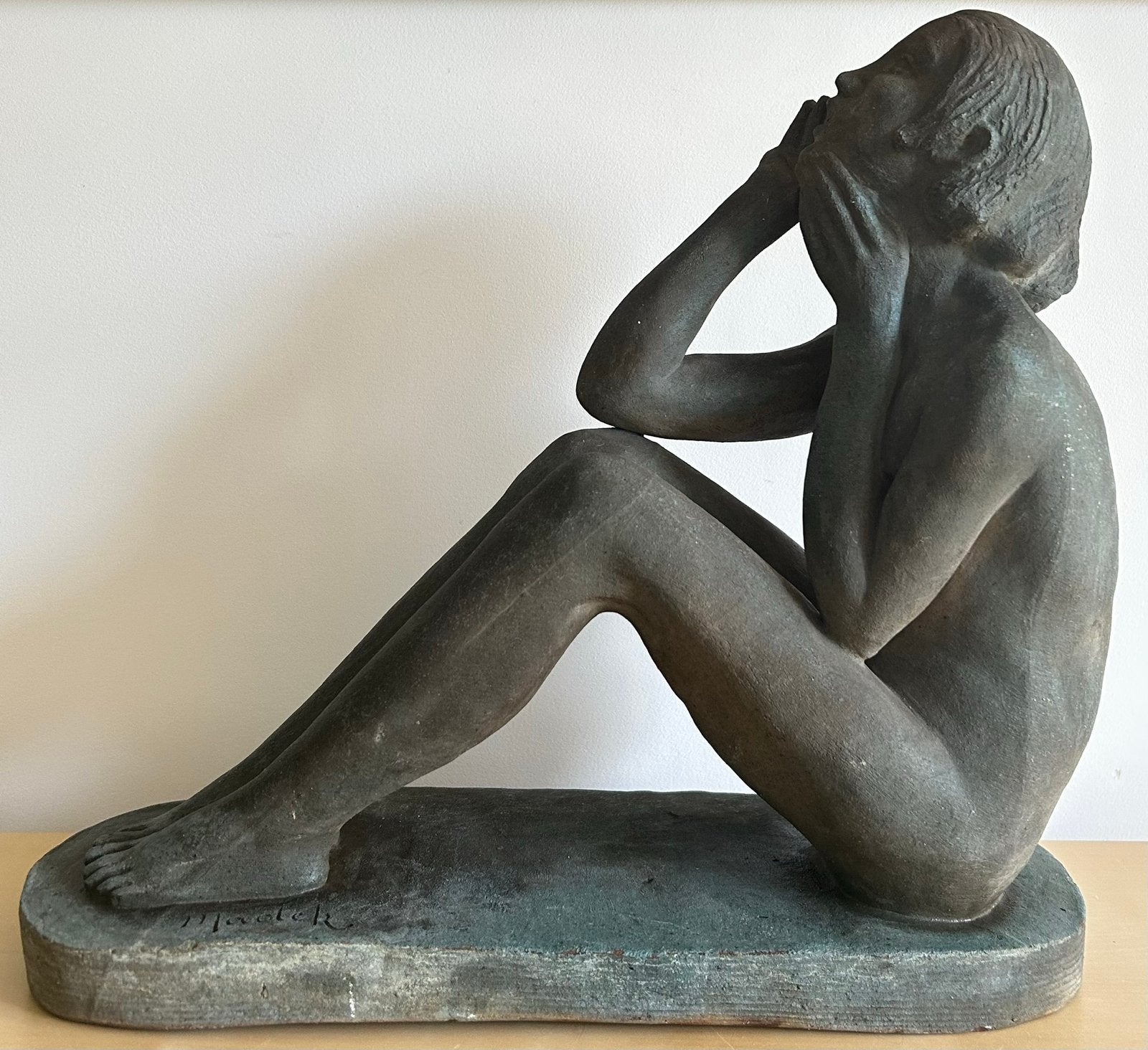 Art deco zittend naakt vrouw MAURICE DE KORTE (1889-1971), Handgemaakt, Art deco, Ophalen of Verzenden, 20 - 50 cm