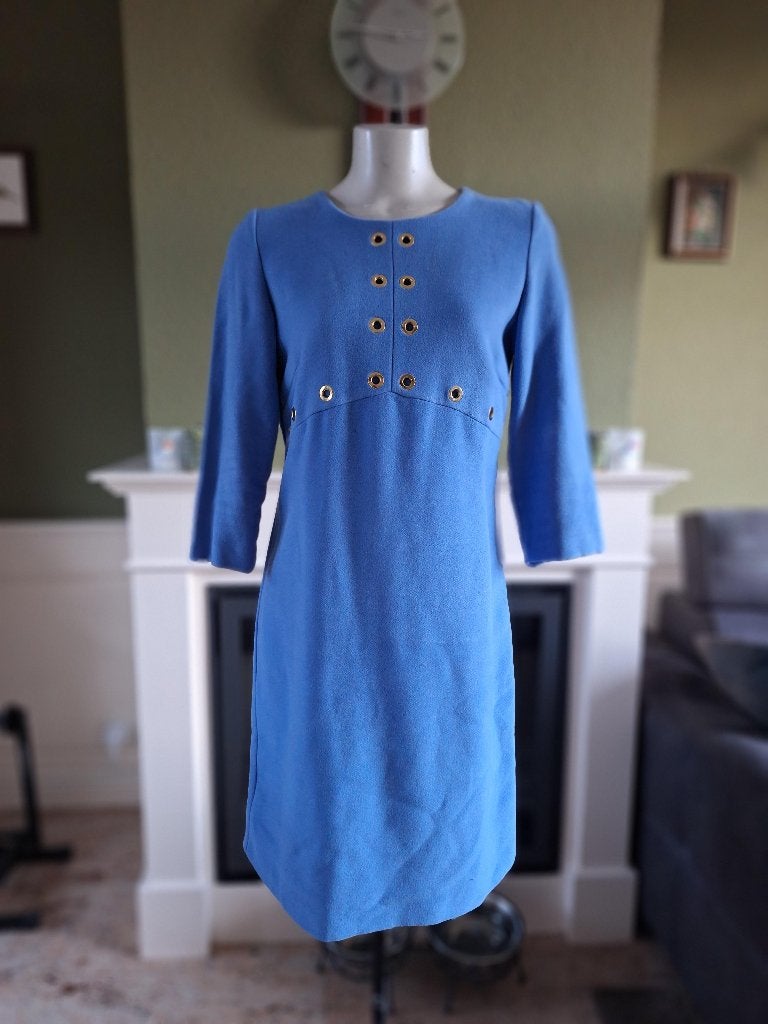 Caroline Biss blauwe warme winter jurk 38, Kleding | Dames, Jurken, Maat 38/40 (M), Zo goed als nieuw, Knielengte, Caroline Biss