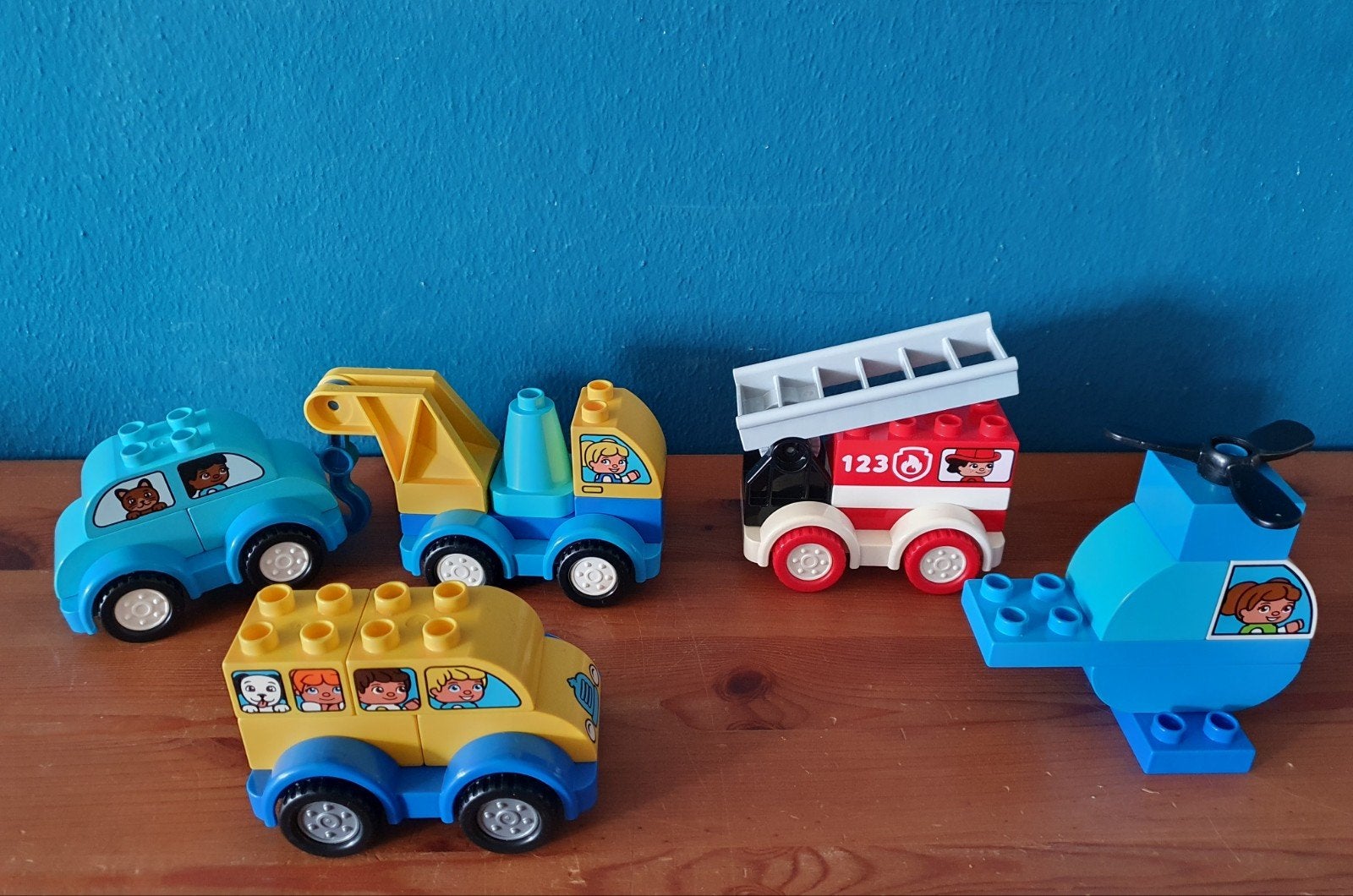 Duplo Creatieve voertuigen bus takel brandweerman heli, Ophalen of Verzenden, Zo goed als nieuw, Duplo