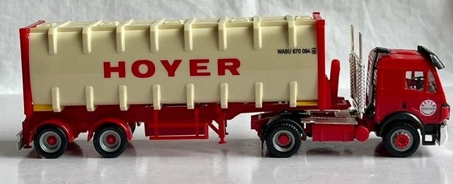 Herpa 143035: Mercedes-Benz SK '94 tankcontainer Hoyer, Ophalen of Verzenden, Zo goed als nieuw, Bus of Vrachtwagen, Herpa