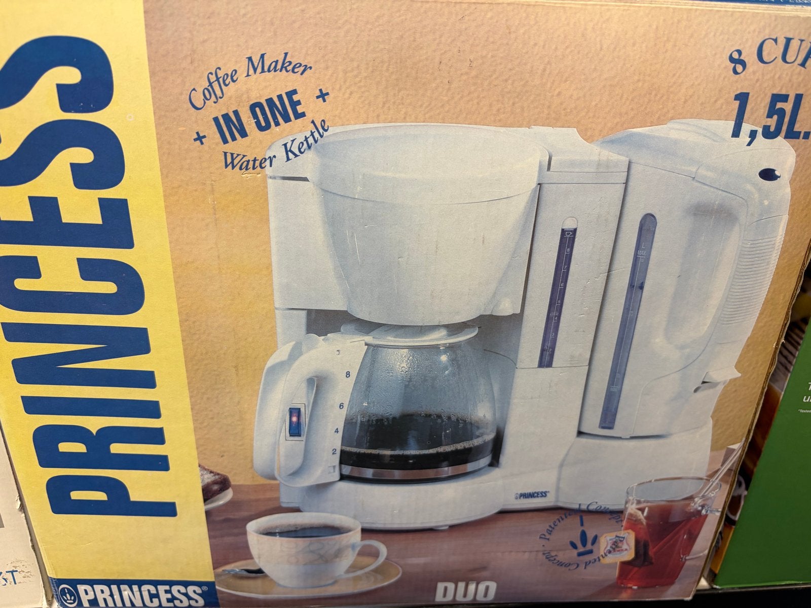 Nieuwe Princess Duo Koffiezetapparaat & Waterkoker - 8 kopje, Nieuw, Gemalen koffie, Ophalen of Verzenden, Combi