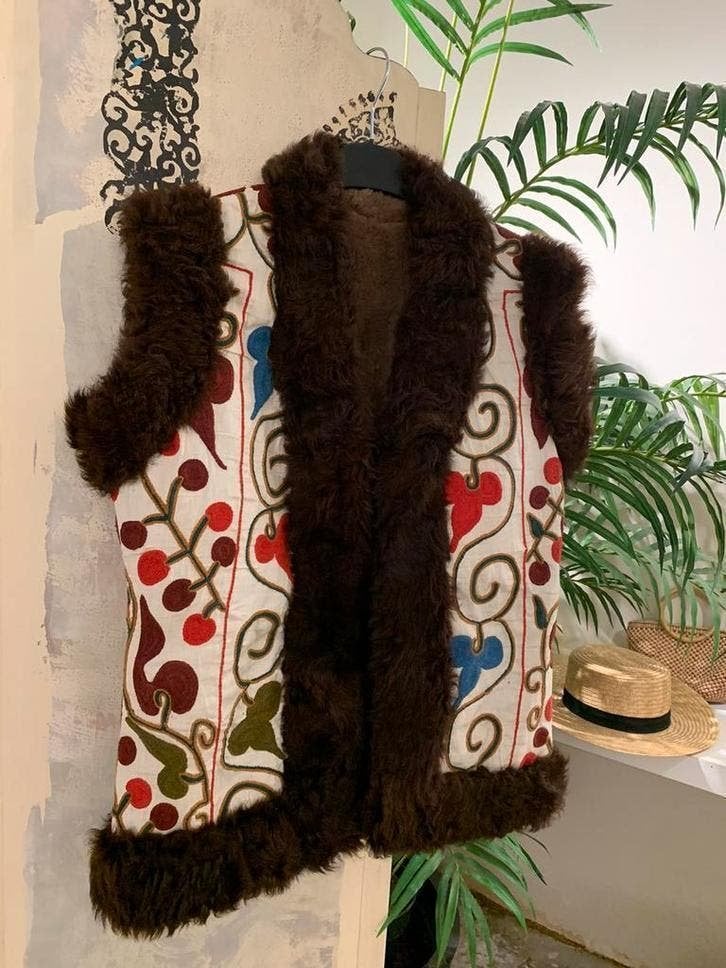 Afghaanse waistcoat M L suzani gilet, Kleding | Dames, Bruin, Niet ingevuld, Ophalen of Verzenden, Zo goed als nieuw