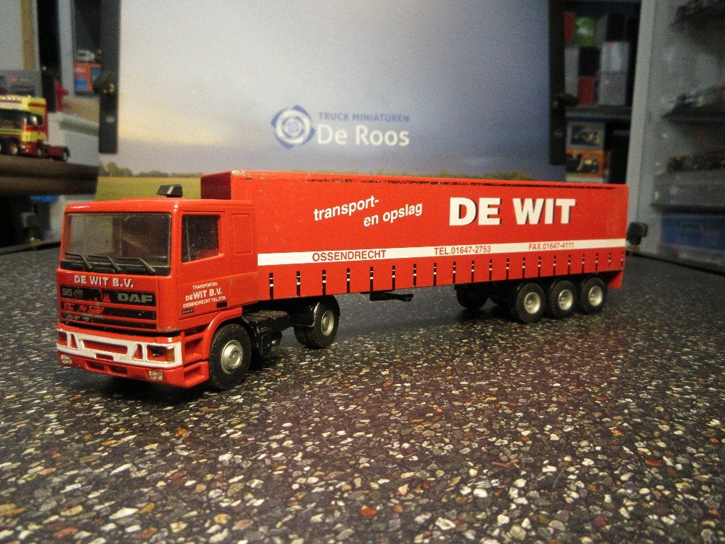 DAF 95 De Wit, Hobby en Vrije tijd, Modelauto's | 1:50, Zo goed als nieuw, Bus of Vrachtwagen, Lion Toys, Ophalen of Verzenden