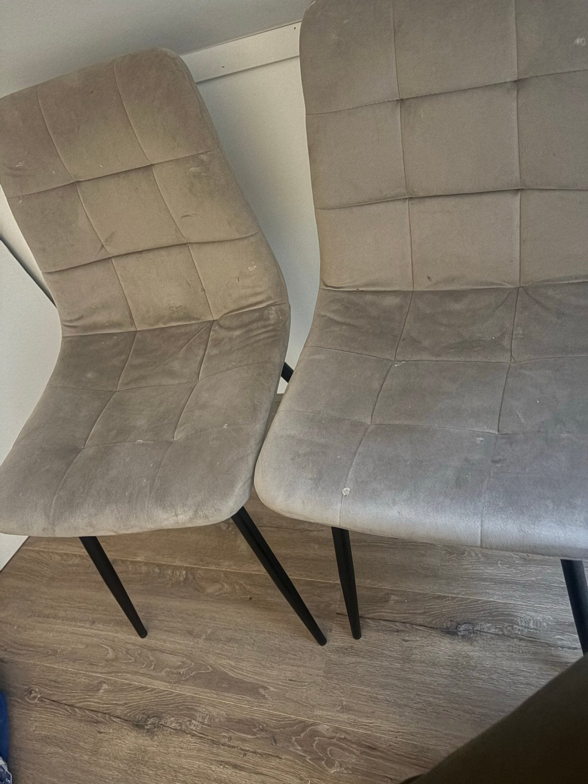 4 suède stoelen, Huis en Inrichting, Ophalen, Gebruikt, Overige kleuren, Vier