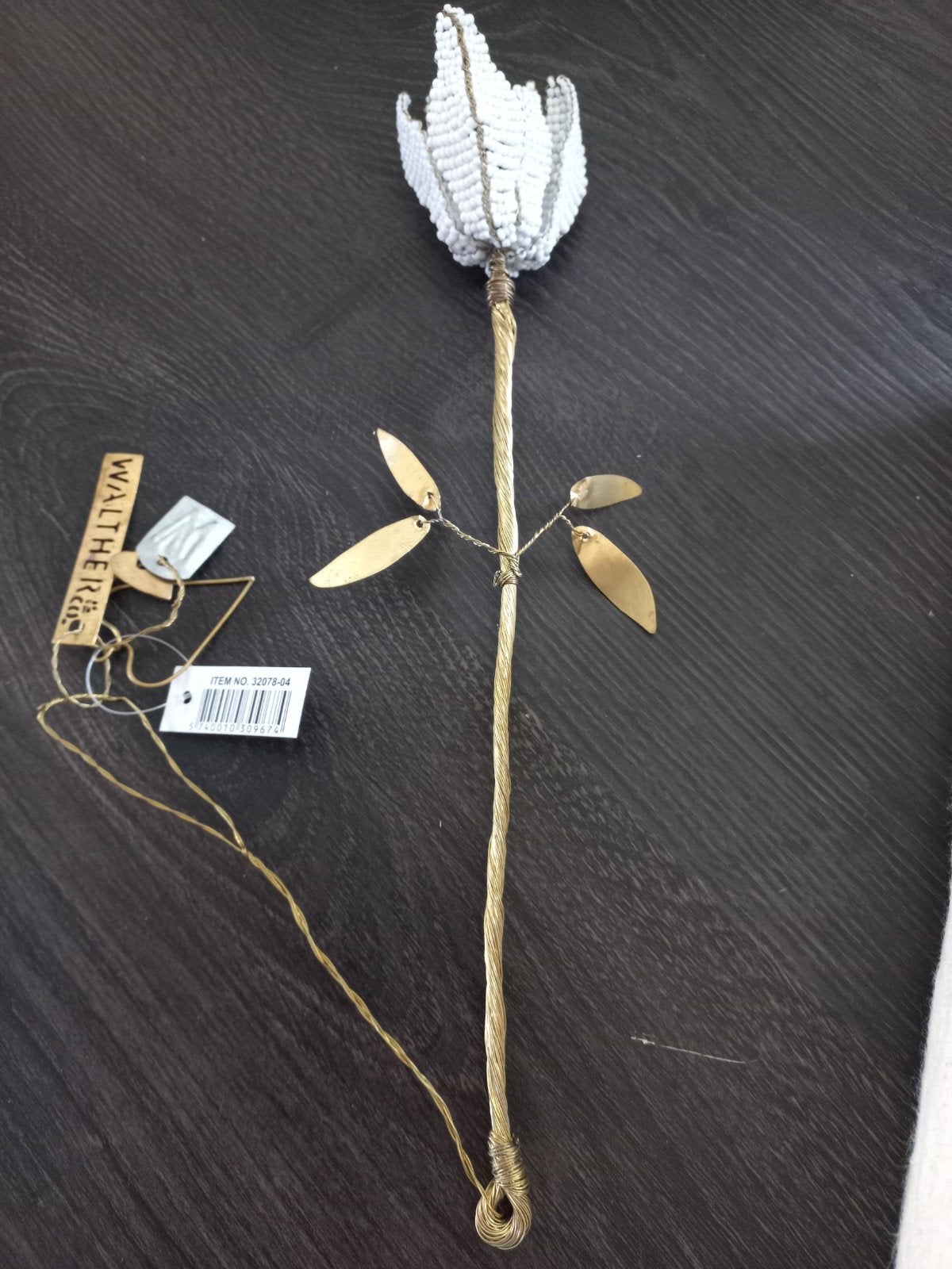 walther&co messing blad met wit kralen tulp, Ophalen of Verzenden, Nieuw