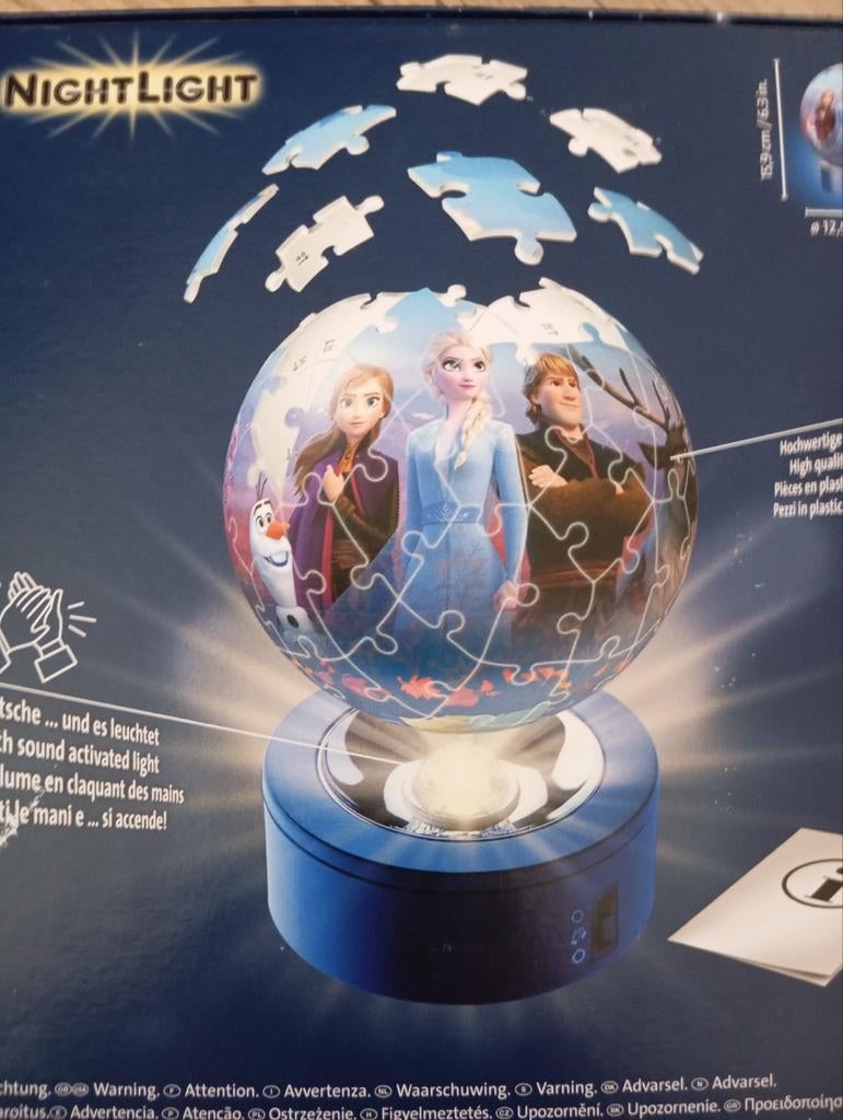 3D Puzzle Nightlight Frozen 2, Ophalen of Verzenden, Meer dan 50 stukjes, Zo goed als nieuw, 6 jaar of ouder