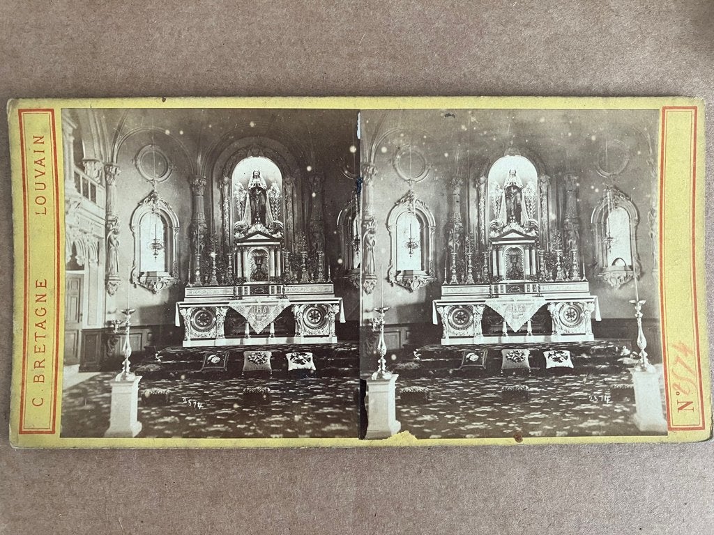 Foto Stereokaart "Onbekend kerkinterieur, altaar 1900", Gebruikt, Verzenden, Foto, Gebouw