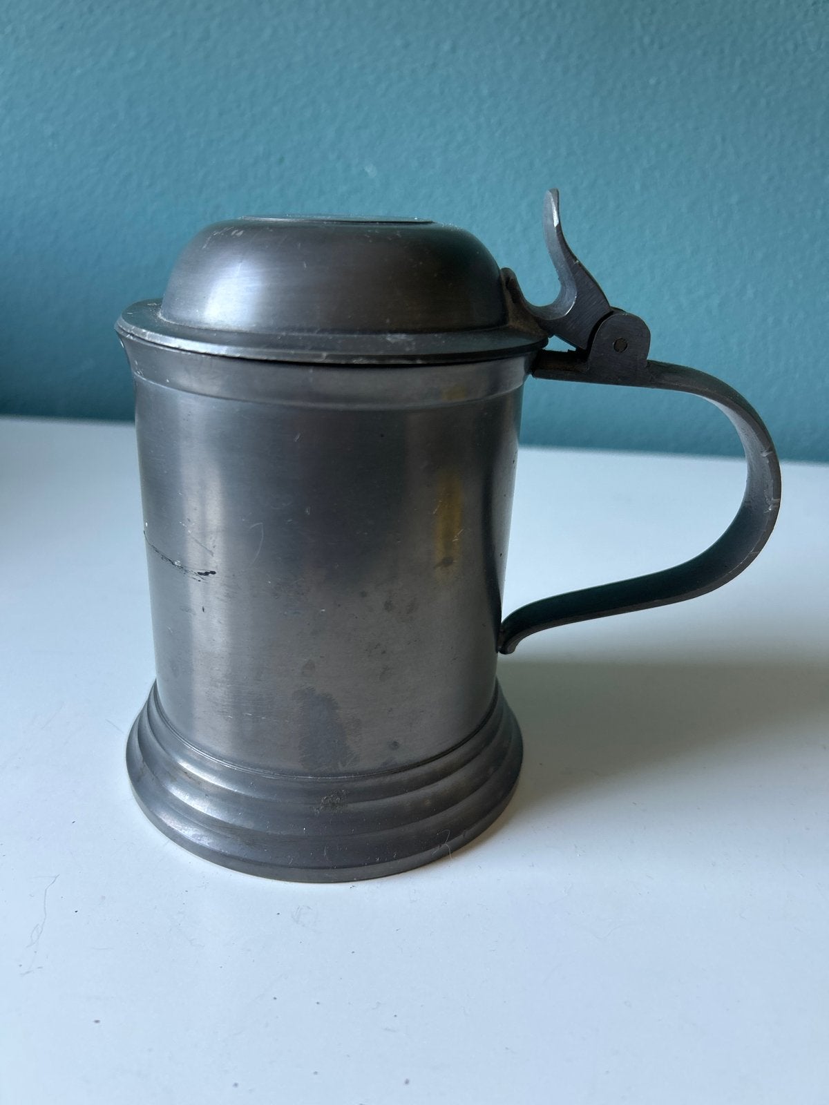 Antieke tinnen bierpul met deksel, KdBR 90, Ophalen of Verzenden