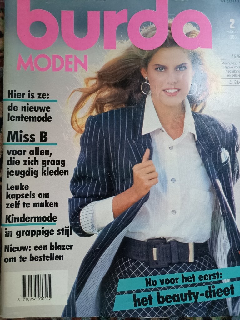Burda februari 1988 vintage mode naaien patronen, Ophalen of Verzenden, Zo goed als nieuw, Vrouw, Burda