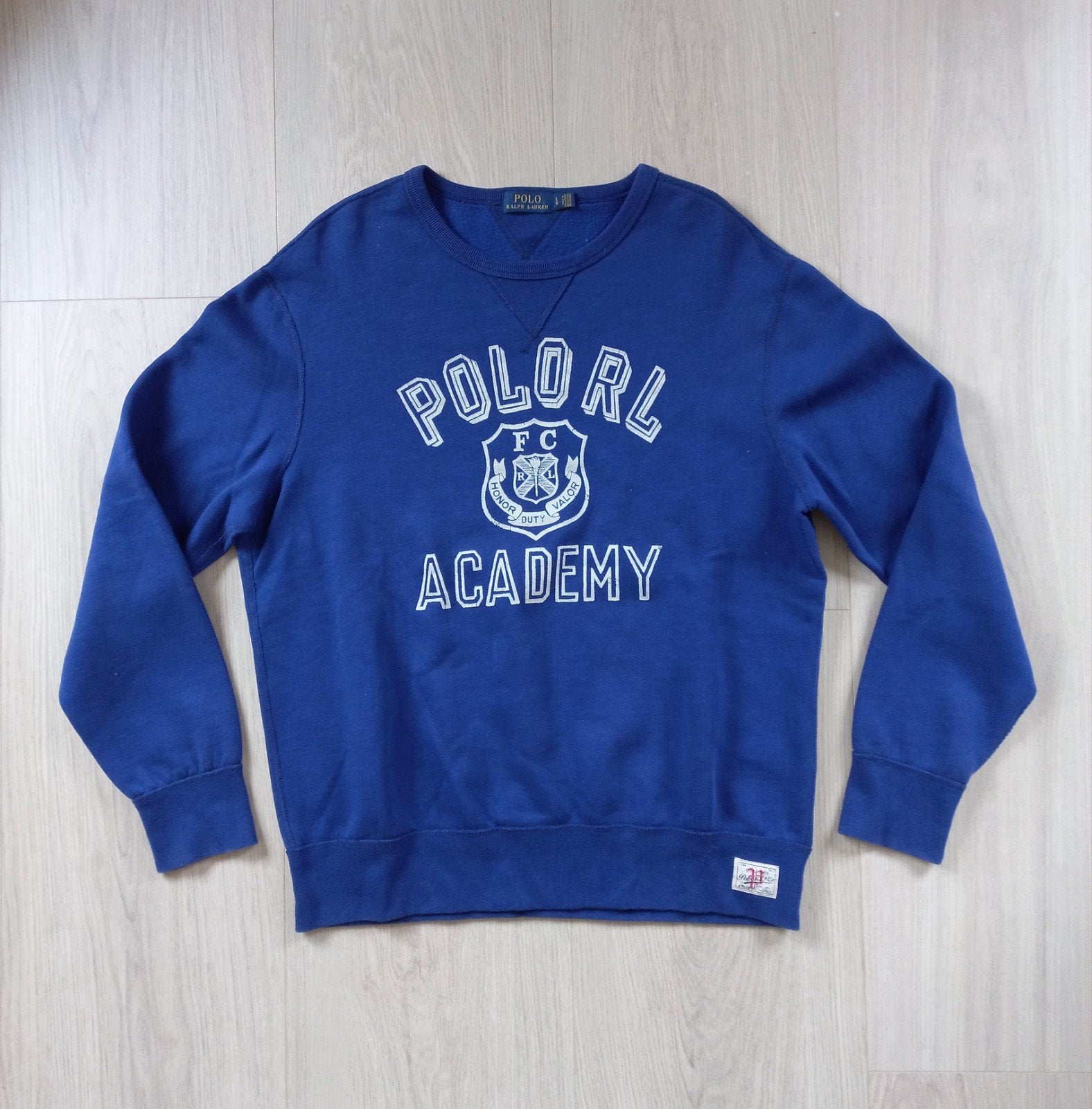 Stijlvolle Ralph Lauren Y2K college sweater maat L blauw, Maat 52/54 (L), Blauw, Ralph Lauren, Ophalen of Verzenden