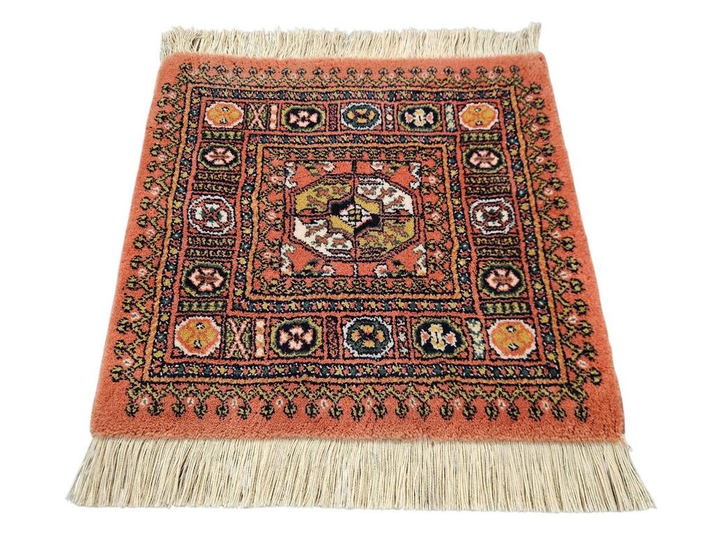 Vintage Oosters mini vloerkleed Bouchara orange 40x40cm, Huis en Inrichting, Stoffering | Tapijten en Kleden, HYPE POP-UP, Vierkant