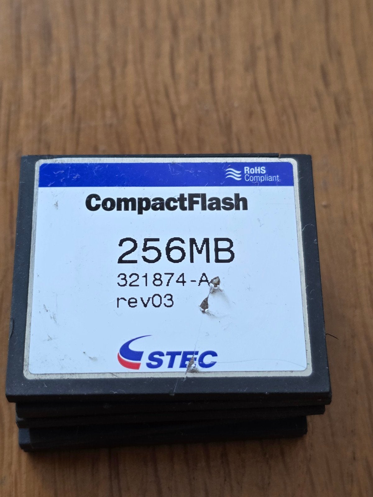 CompactFlash 256MB Geheugenkaart - STEC 321874-a rev03, Gebruikt, STEC, Minder dan 2 GB, Ophalen of Verzenden