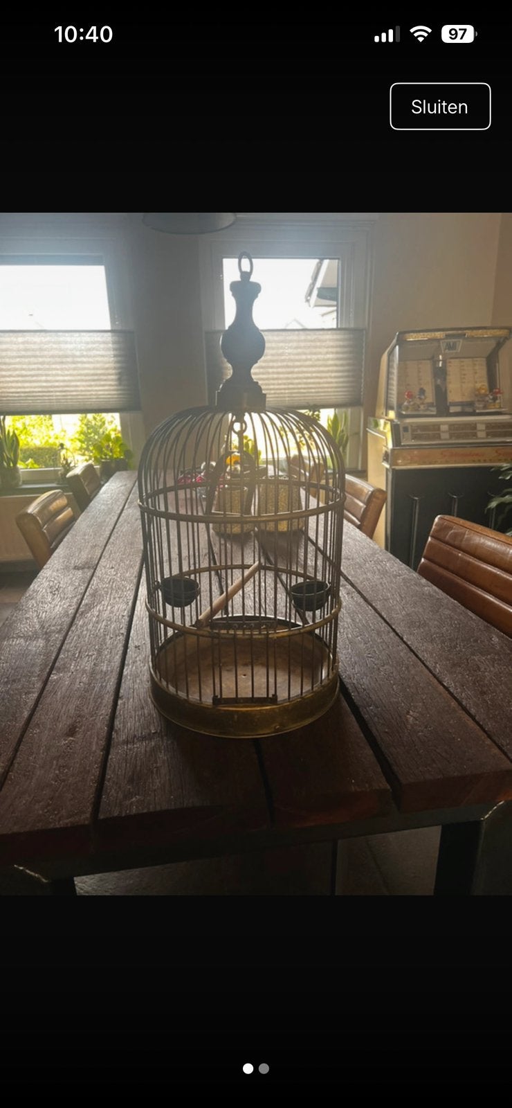 Messing vogelkooi, Ophalen of Verzenden, Zo goed als nieuw, Hout, Vogelkooi