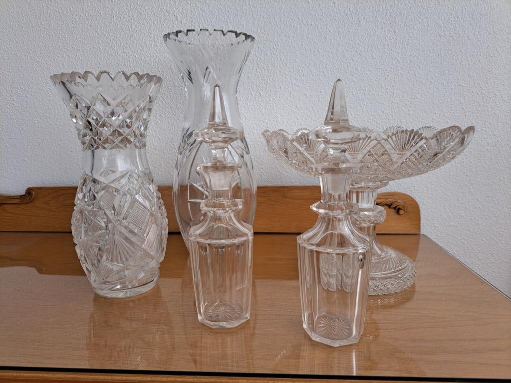 19e en 20e eeuw kristal, glas. Geslepen Wilhelmina slijpsel, Antiek en Kunst, Ophalen of Verzenden