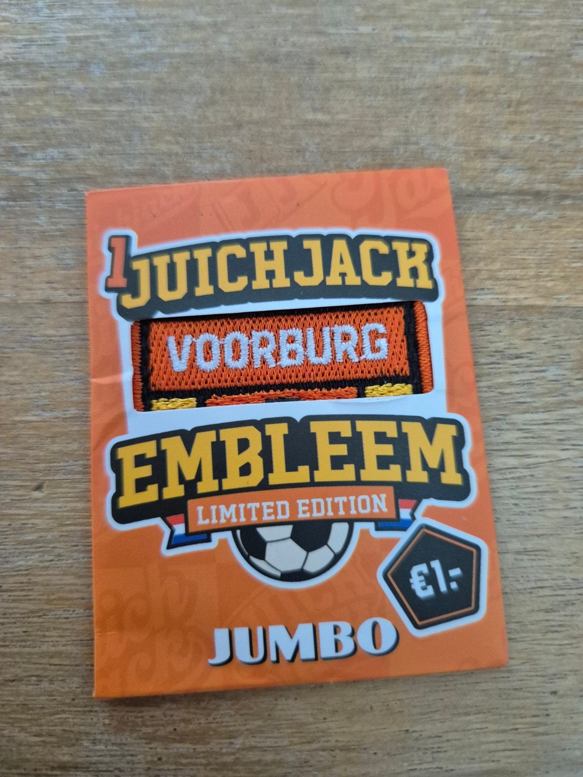 OMA ZOEKT😊1 of 2x jumbo juichjack embleem voorburg, Verzamelen, Supermarktacties, Jumbo, Ophalen of Verzenden