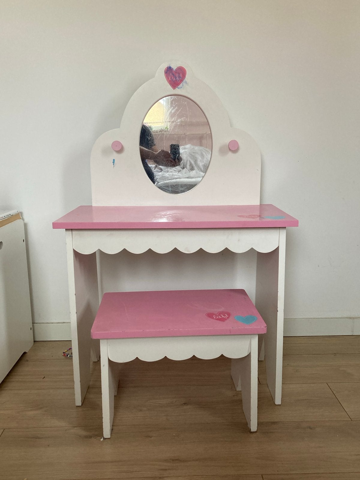 Lief! Kaptafeltje met spiegel en krukje, Ophalen, Gebruikt, Tafel(s) en Stoel(en)