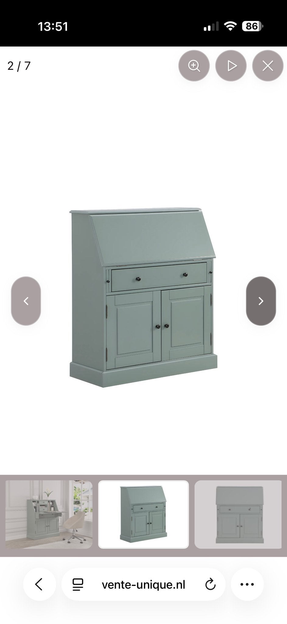 Mooi secretaire bureau - Amandelgroen, Ophalen, Demontabel, Groen, Gebruikt