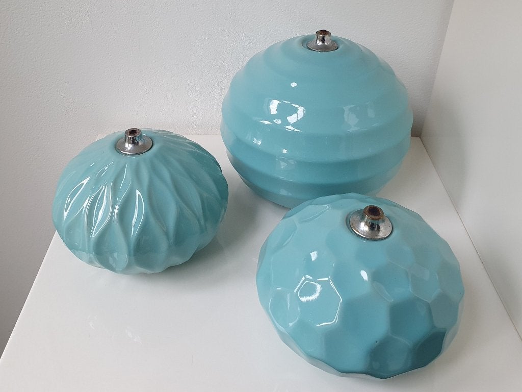 3 mooie turquoise olielampen van Riverdale Collection, Riverdale, 13 cm, Overige typen, Ophalen of Verzenden