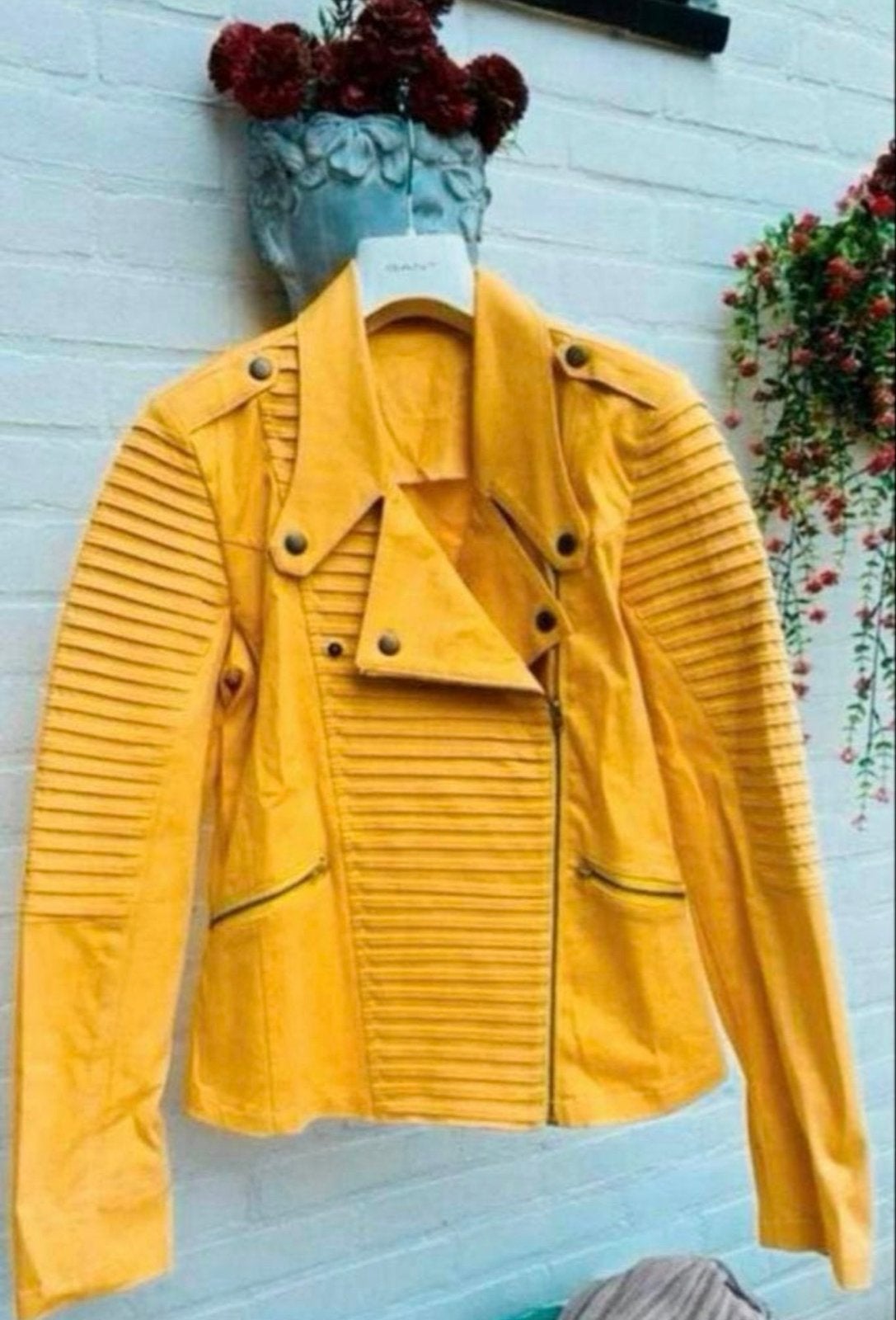 Stoer Geel Jeans Biker Jasje - Maat S, Ophalen of Verzenden, Zo goed als nieuw, Maat 36 (S), Geel