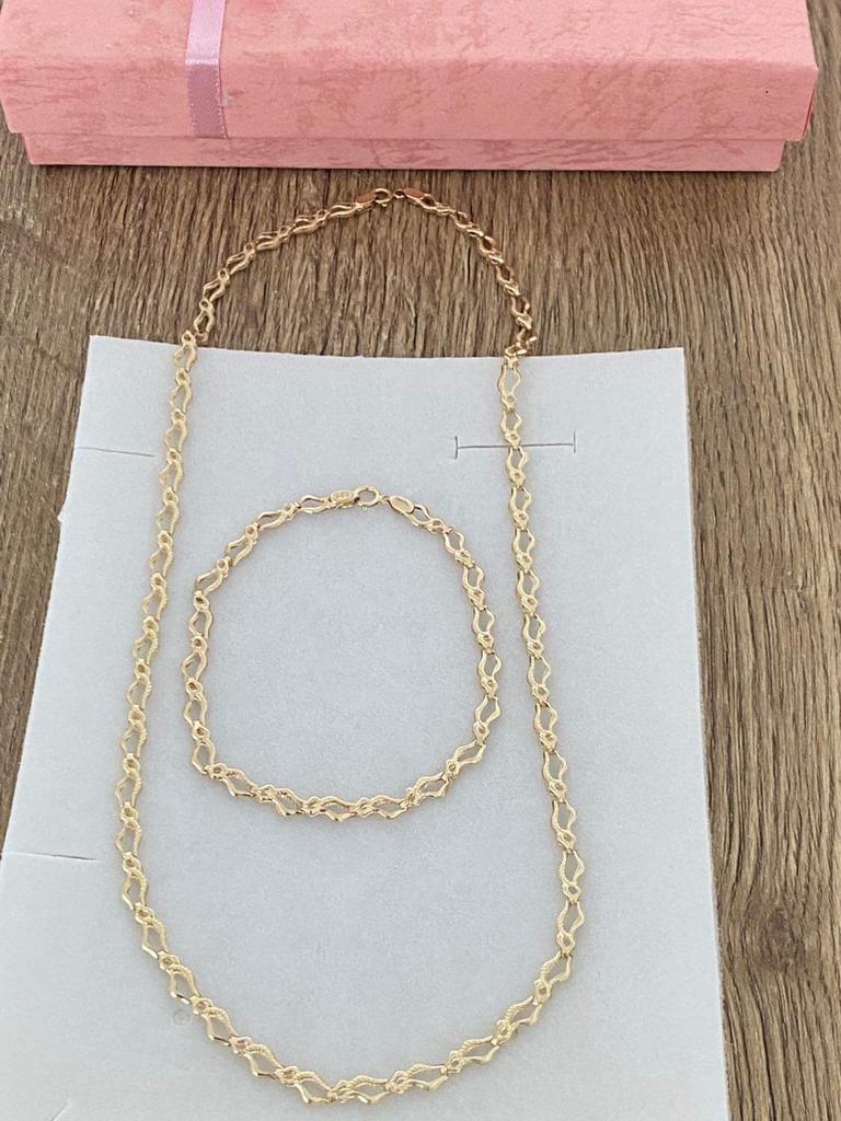 14 karaat (585) gouden set: ketting en armband, Sieraden, Tassen en Uiterlijk, Kettingen, Ophalen of Verzenden, Nieuw, Goud, Goud
