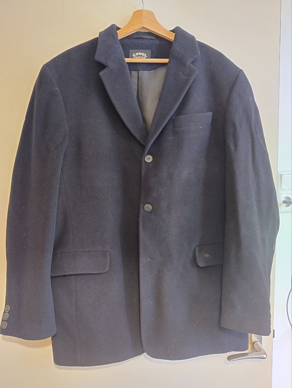 Donkerblauwe wollen Camel Colbert mt 54, Ophalen of Verzenden, Zo goed als nieuw, Maat 52/54 (L), Blauw