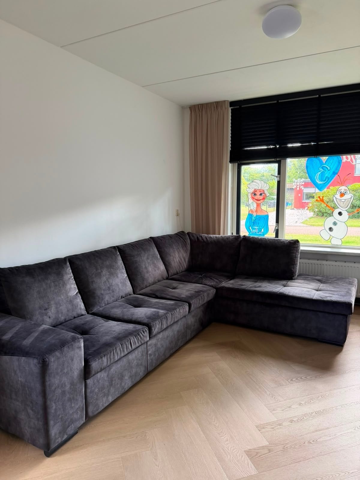 Comfortabele donkergrijze hoekbank - Zo goed als nieuw, Ophalen, Hoekbank, 300 cm of meer, Zo goed als nieuw