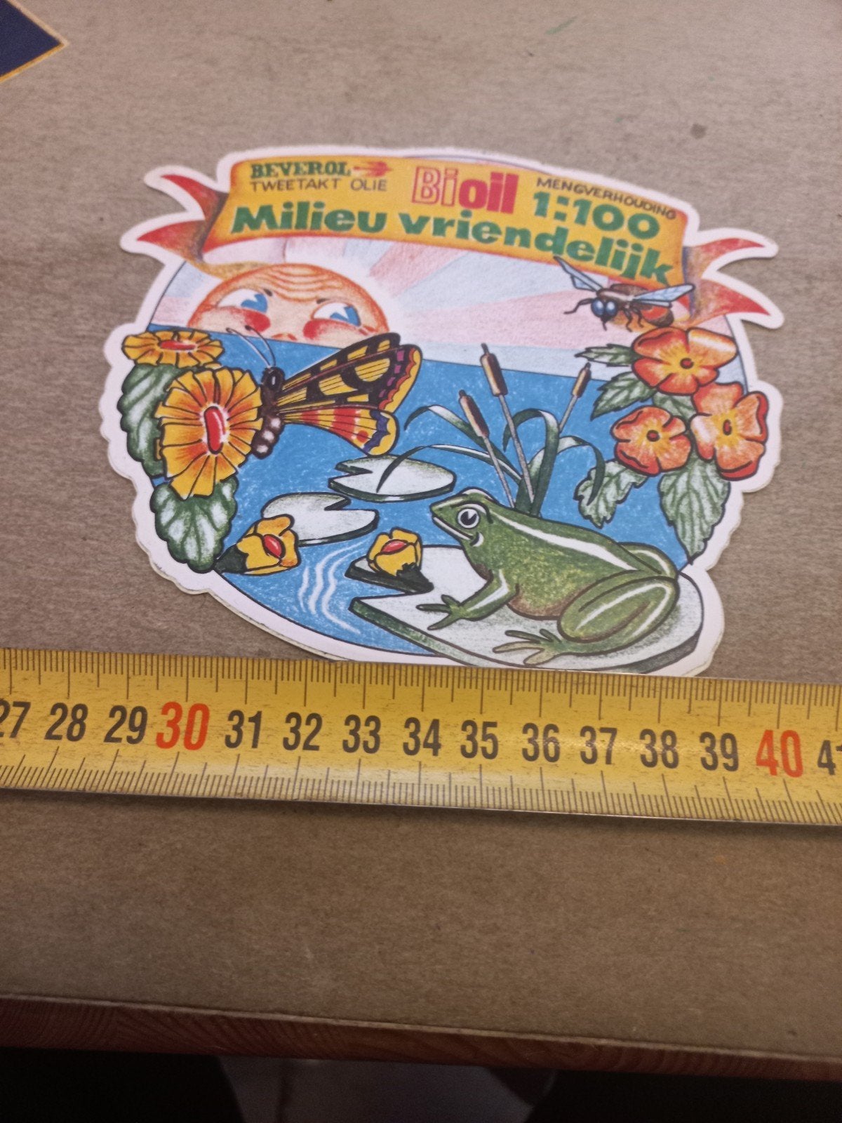 Vintage Beverol Bioil Milieuvriendelijk Sticker, Ophalen of Verzenden
