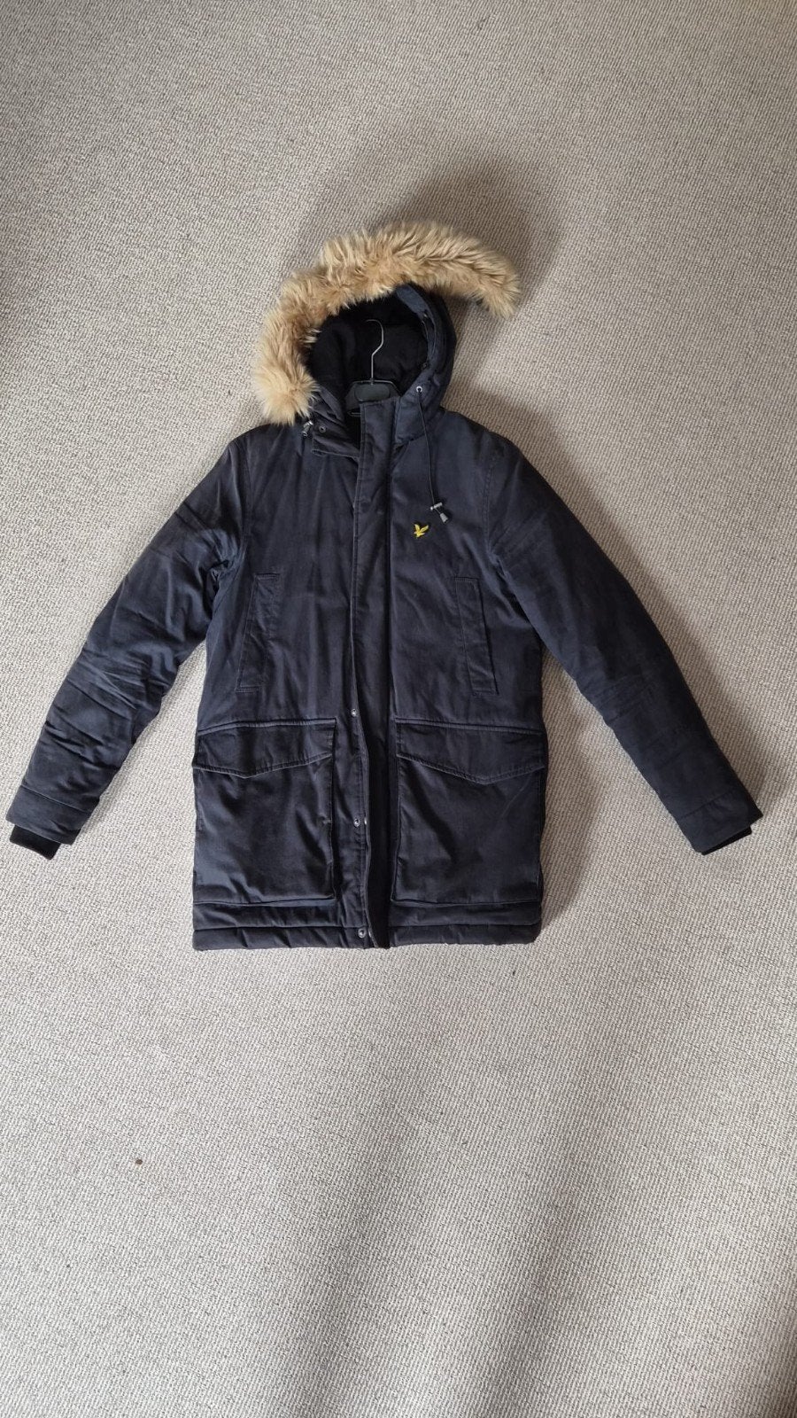 Lyle & Scott winterjas met bontkraag - Maat S, Kleding | Heren, Blauw, Ophalen of Verzenden, Zo goed als nieuw, Lyle & Scott