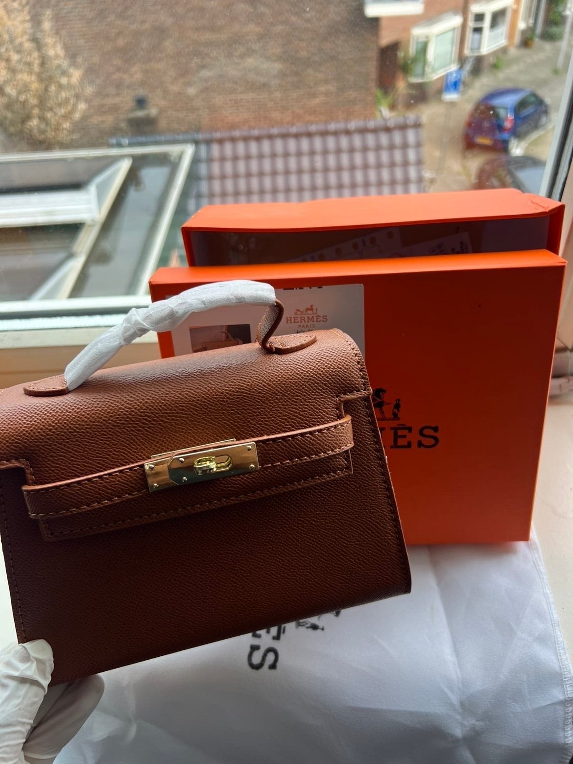 Hermès Kelly Mini Tasje, Ophalen of Verzenden, Zo goed als nieuw, Bruin, Handtas