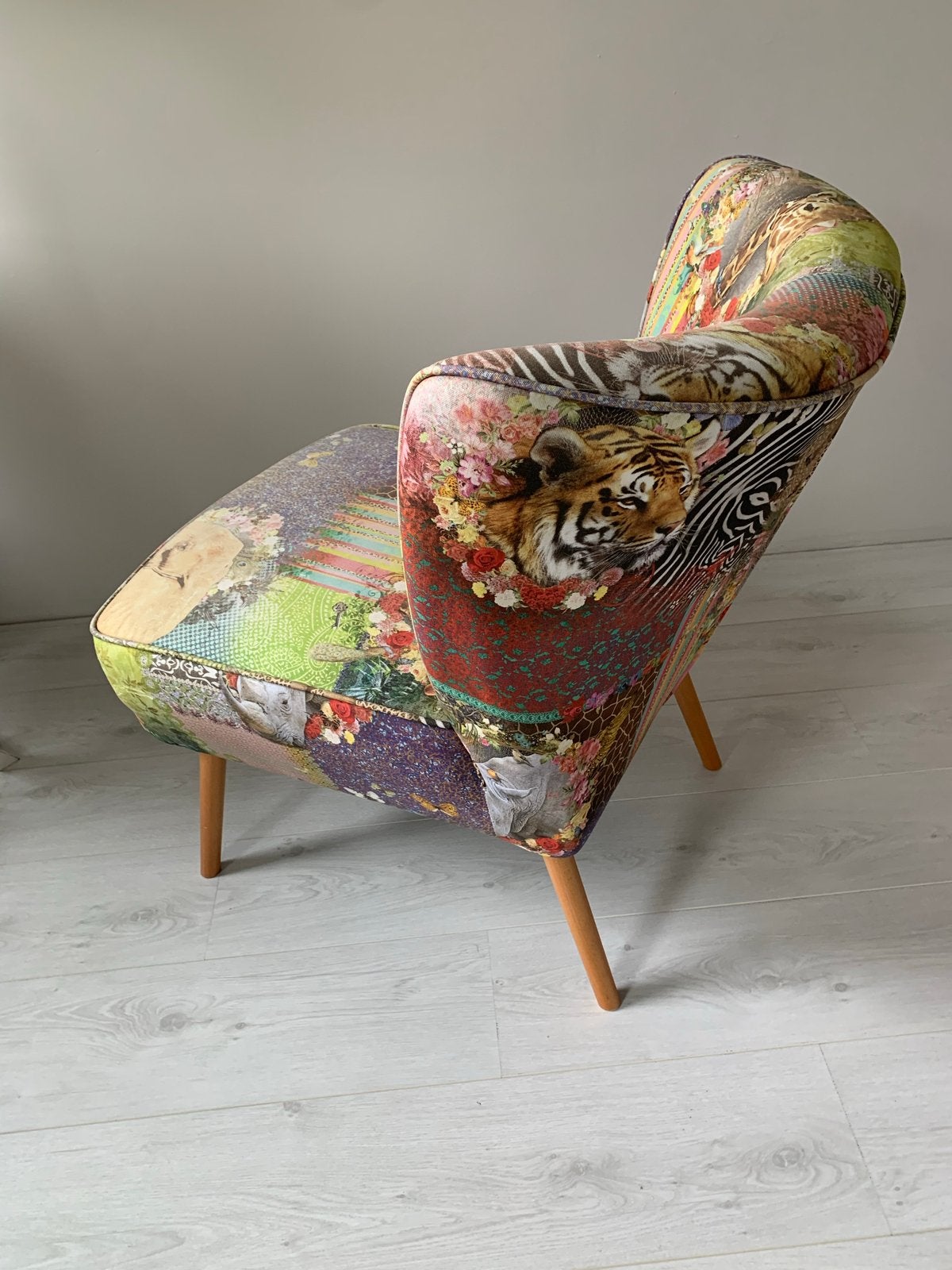 Unieke fauteuil met dierenprint - Zo goed als nieuw, Ophalen, Overige kleuren, Zo goed als nieuw, Eén