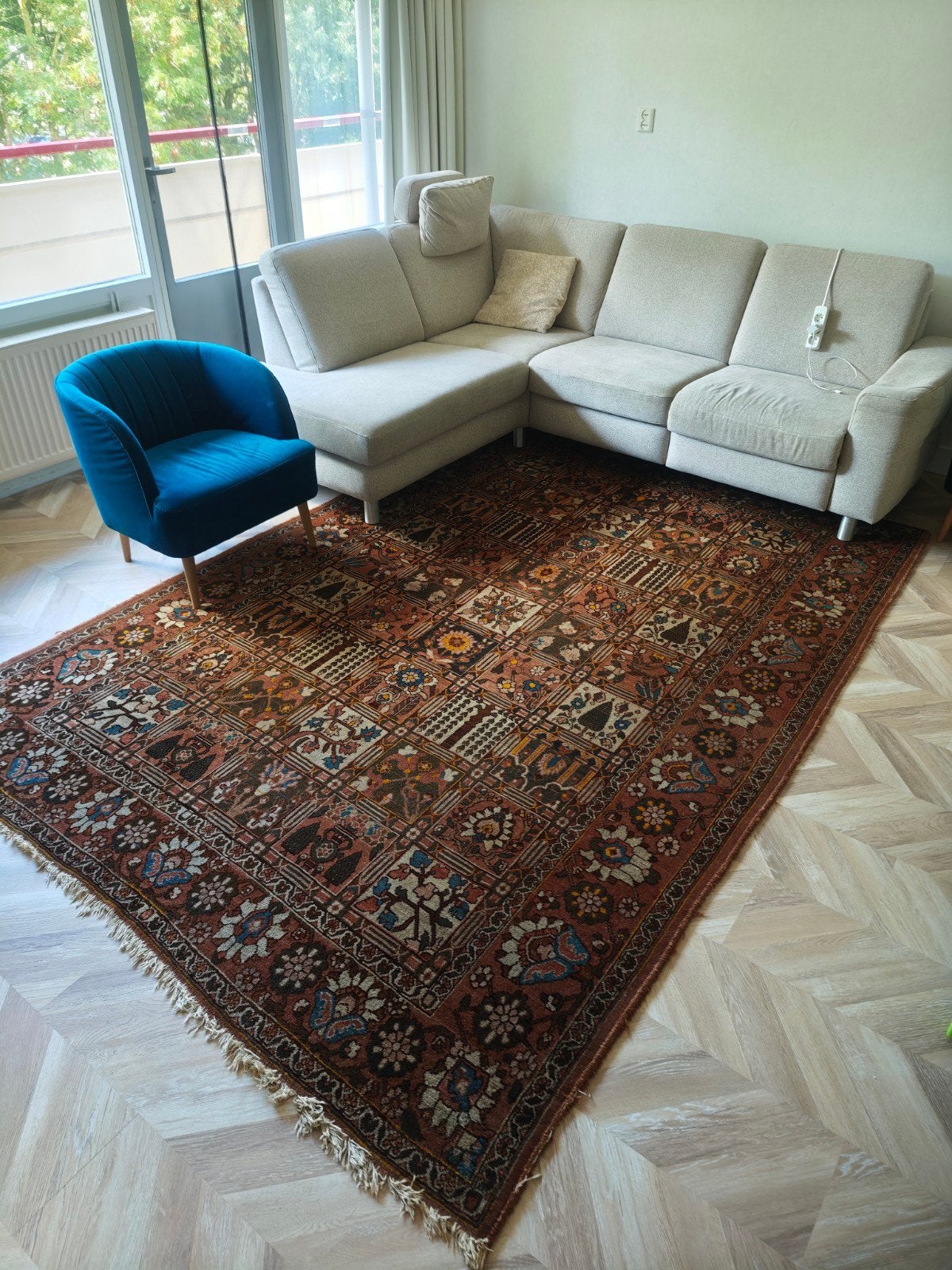 Prachtig handgeknoopt Perzisch tapijt - Vintage look, Ophalen, Gebruikt, Blauw, 200 cm of meer
